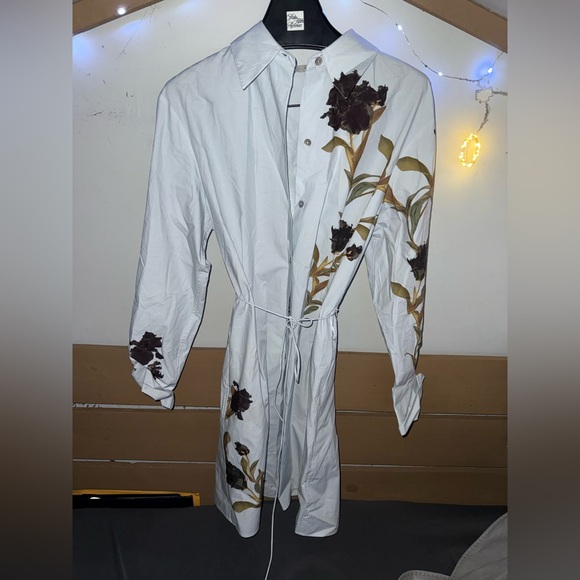 Vince placed Black iris long sleeve cotton shirt dress size M - Picture 1 of 10